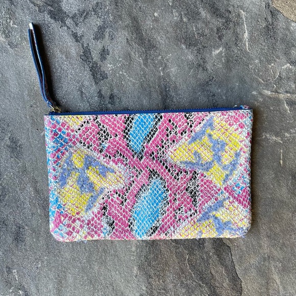 New! Anthropologie SEQUINED SNAKE-PRINTED Clutch